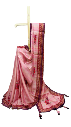 Shaded Pink Saree with Printed Border